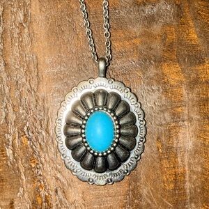 Silver and Blue Pendant Necklace